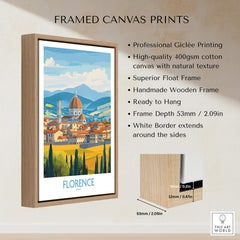 Framed Florence Print Italy showcasing vibrant scenery with elegant wooden frame, perfect for home decor.