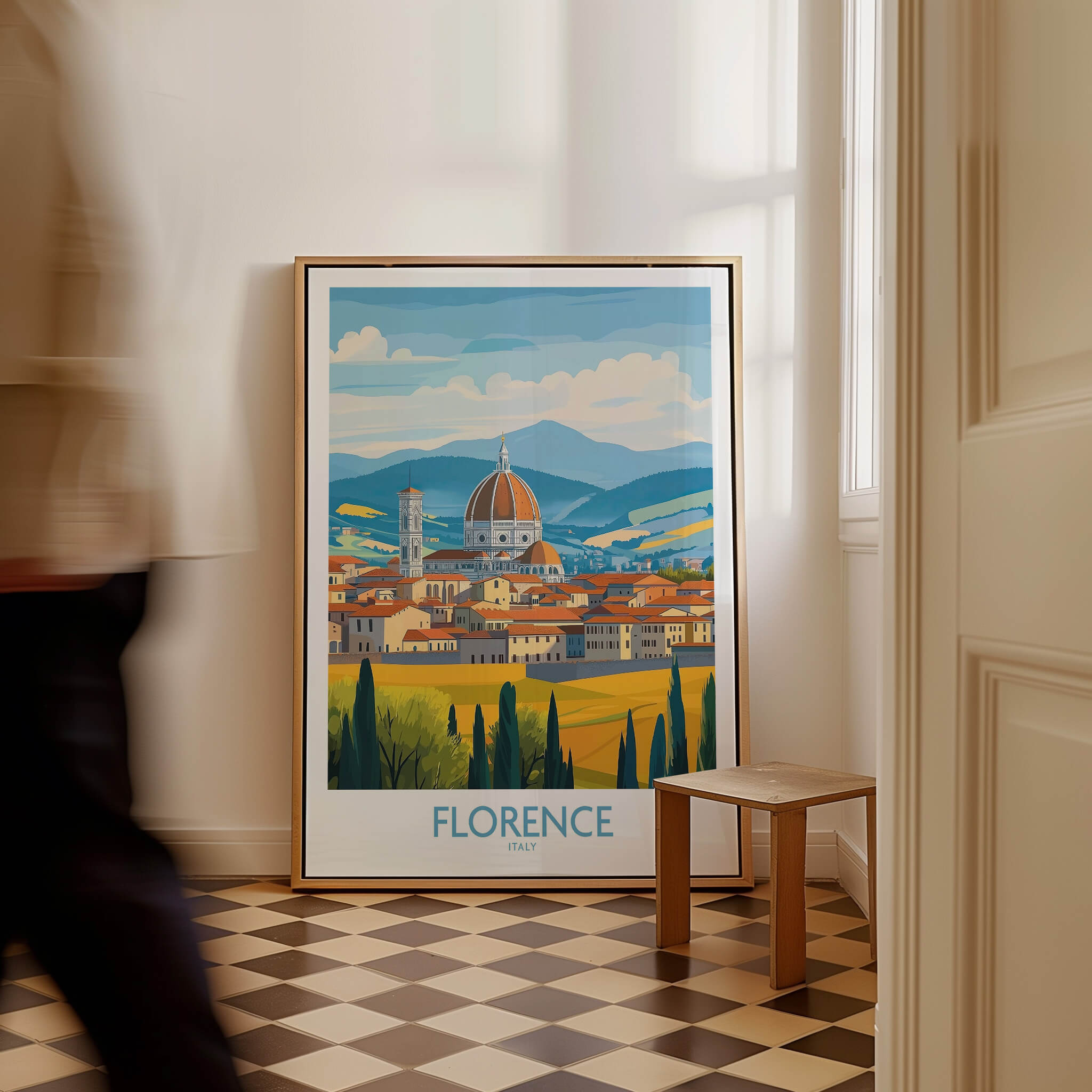 Florence Print Italy showcasing the iconic skyline of Florence in a modern frame.