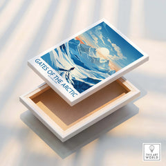 Gates of the Arctic National Park canvas print with snowy mountain landscape, floating frame detail.