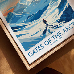 Gates of the Arctic National Park wall art print in natural wood floating frame, mountain landscape scene