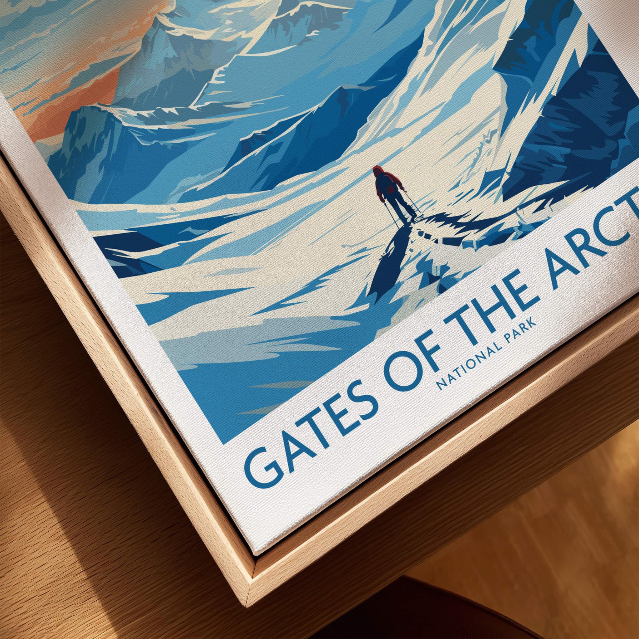 Gates of the Arctic National Park wall art print in natural wood floating frame, mountain landscape scene