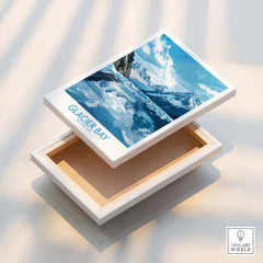 Glacier Bay National Park canvas wall art print with mountain and glacier illustration.