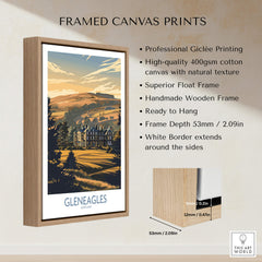 Gleneagles Scotland Golf Poster framed canvas print showcasing scenic views and professional giclée printing.