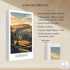 Gleneagles Scotland Golf Poster showcasing a stunning golf course canvas print ready to hang.
