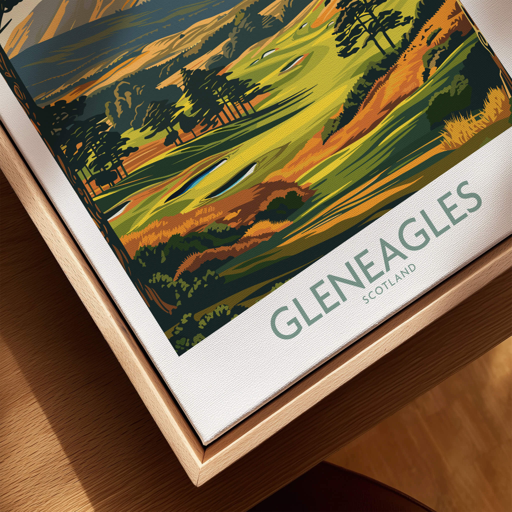 Gleneagles Scotland Wall Art featuring lush golf course landscape and iconic scenery, perfect for golf enthusiasts.