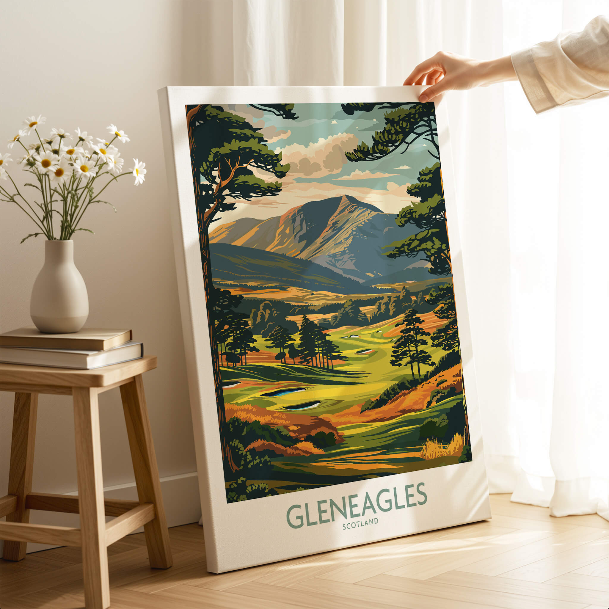 Gleneagles Scotland Wall Art showcasing a scenic golf course landscape in the Scottish Highlands