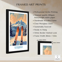 Goderdzi Ski Poster framed art print showcasing beautiful skiing landscape and wooden frame.