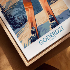 Goderdzi Ski Poster featuring vibrant ski landscape and skier in Georgia, perfect for inspiring ski adventures.
