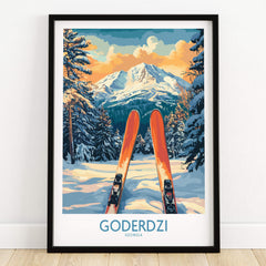 Goderdzi Ski Wall Art Poster Georgia featuring vibrant ski visuals and stunning mountain scenery.