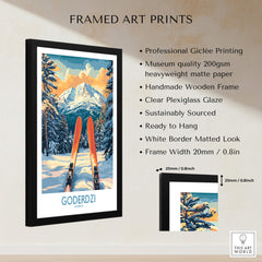Goderdzi Ski Wall Art Poster Georgia framed art print showcasing vibrant colors and ski-themed design.
