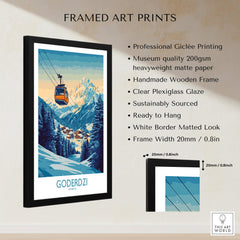 Goderdzi Poster Georgia framed art print featuring a ski gondola in the mountains.