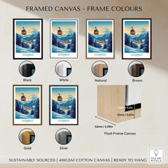 Framed Goderdzi Poster Georgia options showcasing various frame colors including Black, White, Natural, Brown, Gold, and Silver.