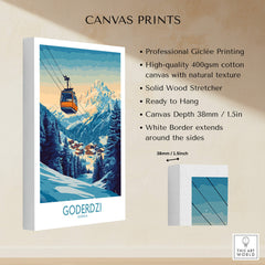 Goderdzi Poster Georgia showcasing a ski gondola with mountain views, perfect for avid skiers and travel lovers.