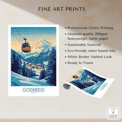 Goderdzi Poster Georgia featuring scenic views of the Goderdzi ski resort and a cable car.