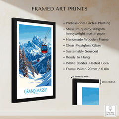 Grand Massif Ski Poster featuring a framed art print of the ski resort with giclée printing and clear plexiglass.