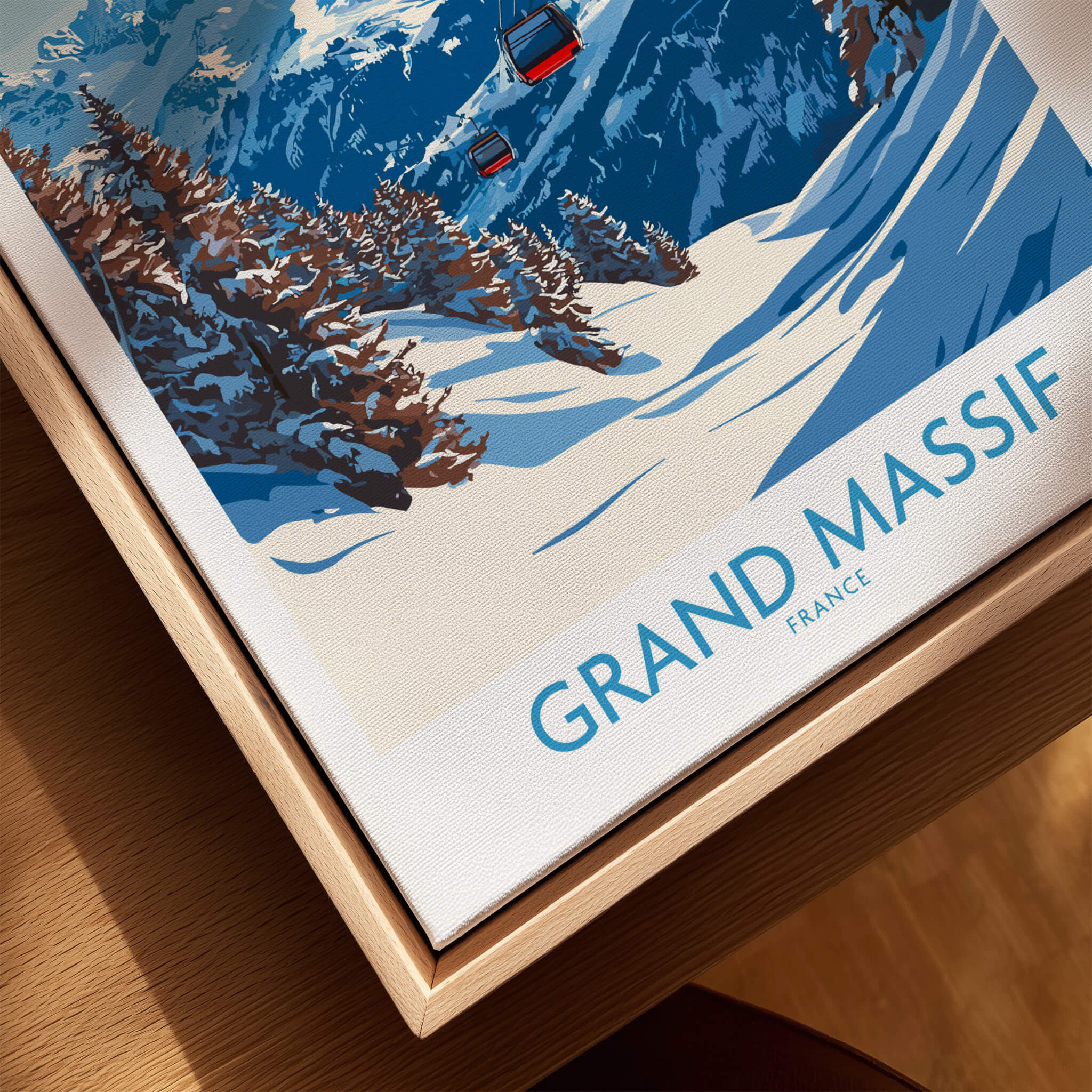 Grand Massif Ski Poster featuring a scenic mountain landscape and ski lifts in France.