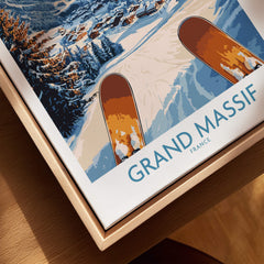 Grand Massif Ski Wall Art Print showcasing ski slopes and winter landscape in vibrant colors.
