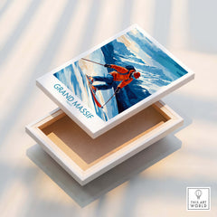 Grand Massif Poster France displayed on an open box showcasing ski adventure art.