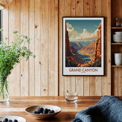 Grand Canyon Wall Art | Modern Style displayed in a rustic home setting, enhancing the decor with vibrant landscape.