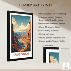Grand Canyon Wall Art | Modern Style framed print showcasing breathtaking canyon landscape with wooden frame.