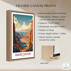 Grand Canyon Wall Art | Modern Style in a wooden frame, showcasing stunning canyon landscape and vibrant colors.