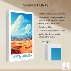 Great Sand Dunes National Park canvas print with vibrant desert landscape and mountains