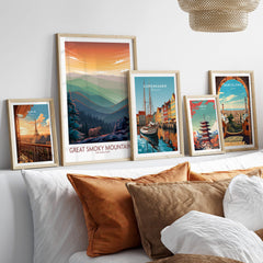 Smoky Mountains Wall Art | National Park Poster featuring scenic landscapes and vibrant colors on a decorative wall