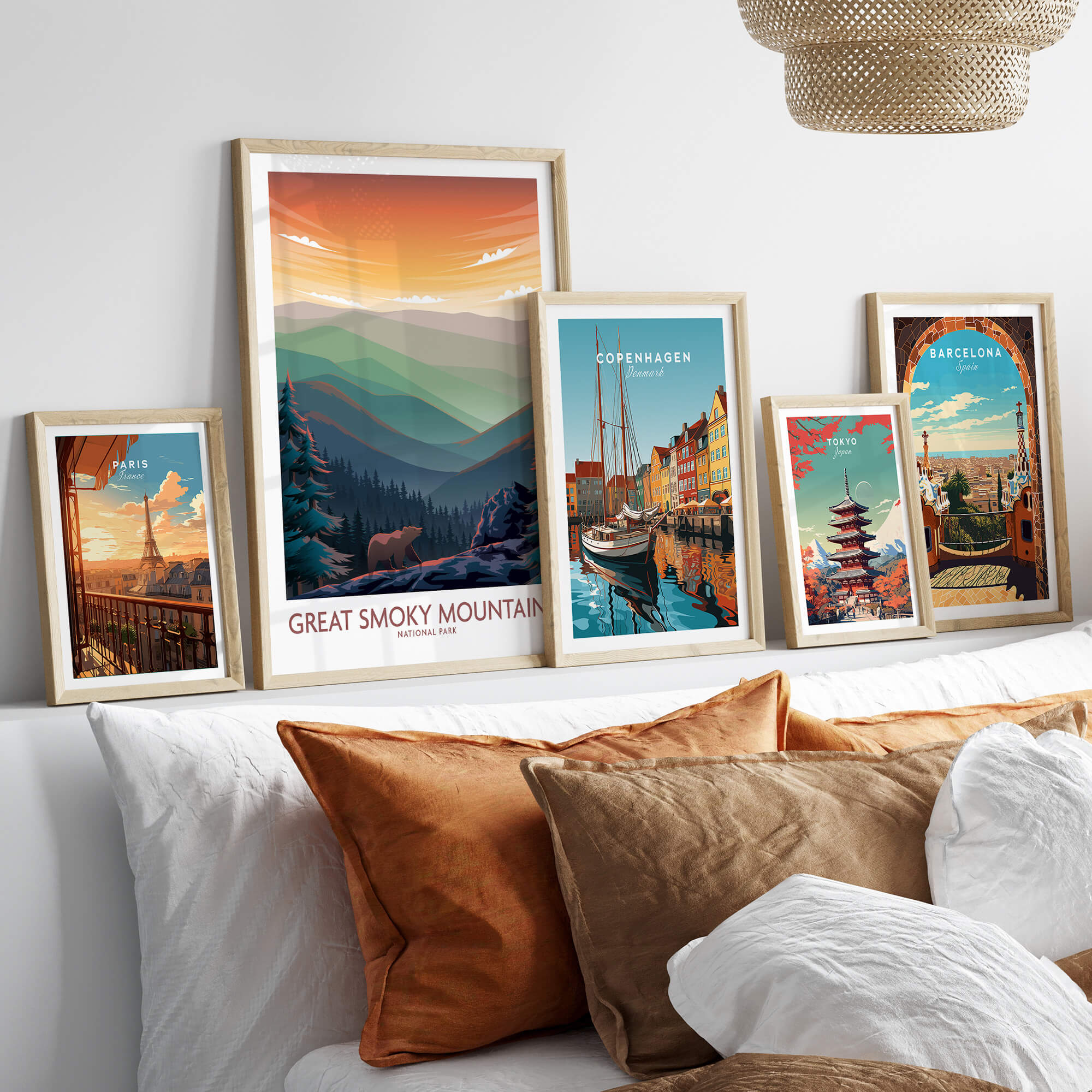 Smoky Mountains Wall Art | National Park Poster featuring scenic landscapes and vibrant colors on a decorative wall