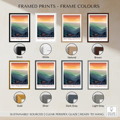 Framed Smoky Mountains Wall Art | National Park Poster available in Black, White, Natural, Brown, Gold, Silver, Dark Grey, Light Grey.
