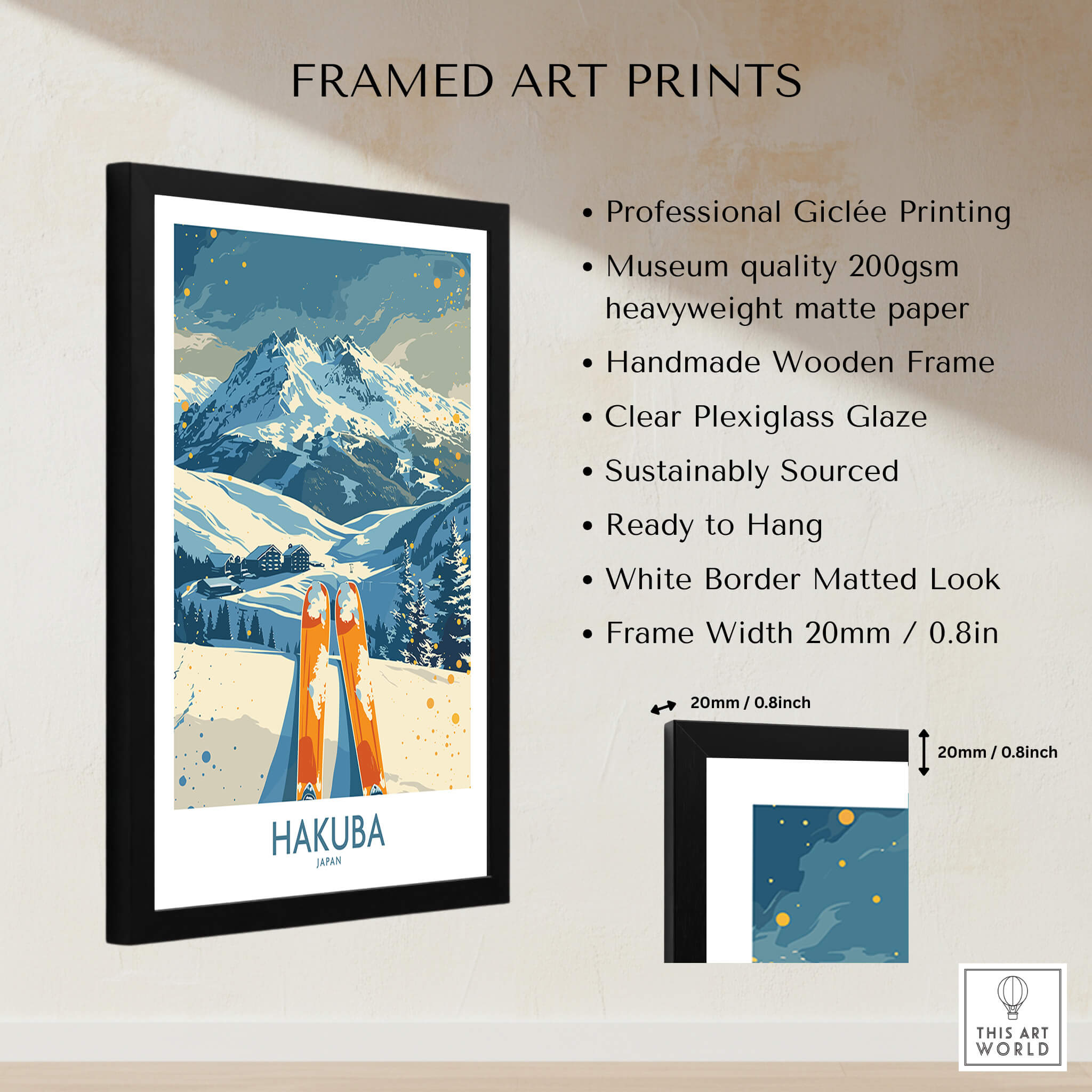 Hakuba Ski Print - Japan framed print showcasing stunning mountain landscapes and ski culture.