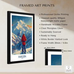 Hakuba Wall Art Print Japan featuring a framed art print with mountains and skier, perfect for home decor.