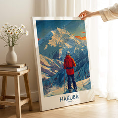 Hakuba Wall Art Print Japan showcasing a skier in stunning landscape, capturing the essence of Japan's mountains.