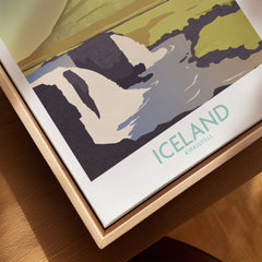 Iceland Kirkjufell travel poster wall art print on canvas with wooden frame