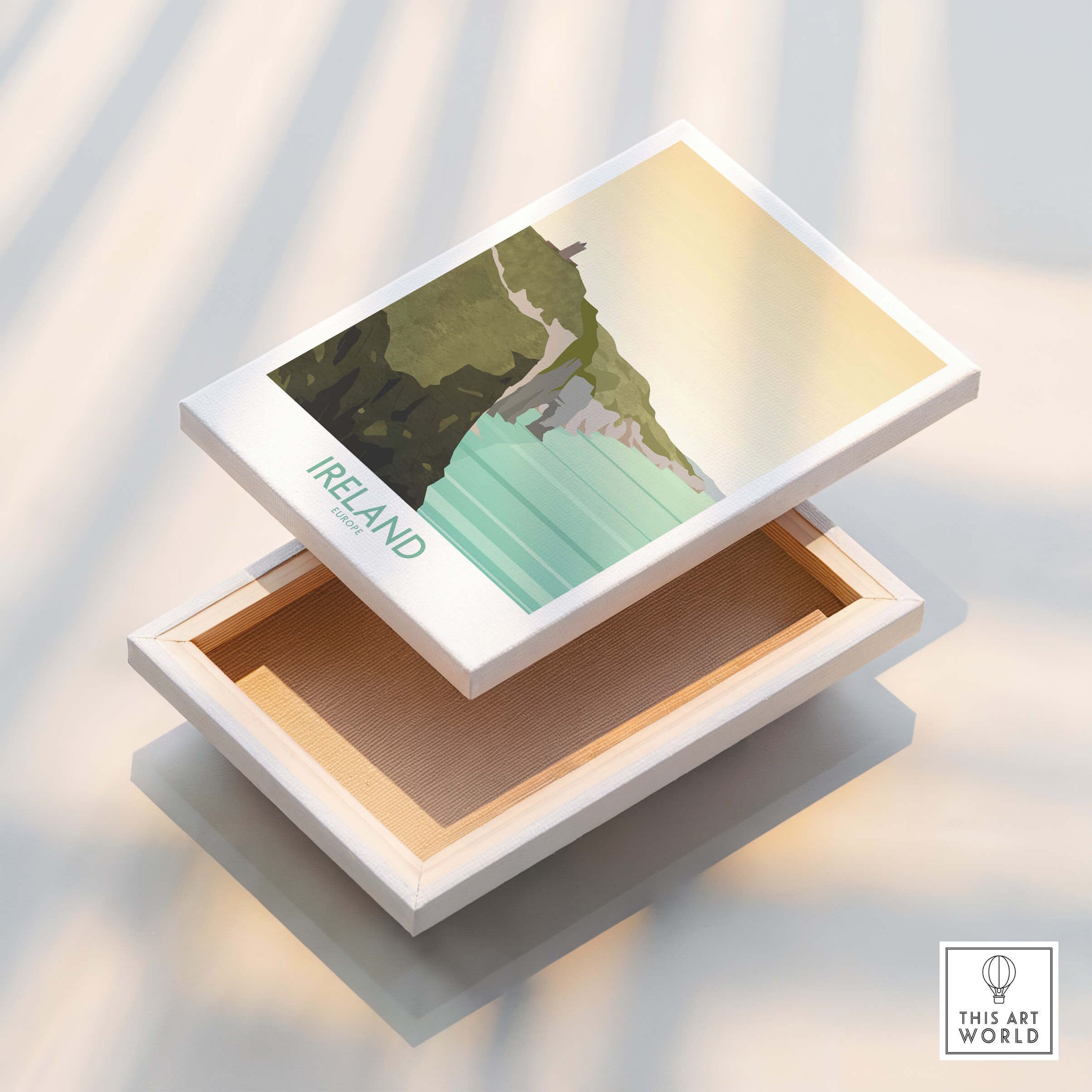 Ireland Print Travel Poster featuring the scenic Cliffs of Moher, perfect for travel lovers and wall art enthusiasts.