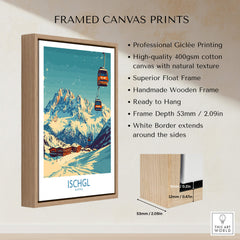 Ischgl Ski Poster framed canvas print showcasing iconic ski destination design.