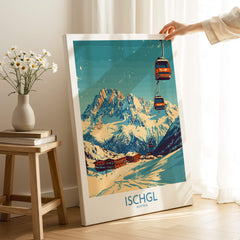 Stunning Ischgl Ski Poster showcasing ski lifts and mountains, perfect for winter sports enthusiasts.