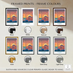 Istanbul travel poster in eight frame colors: black, white, natural, brown, gold, silver, dark grey, light grey