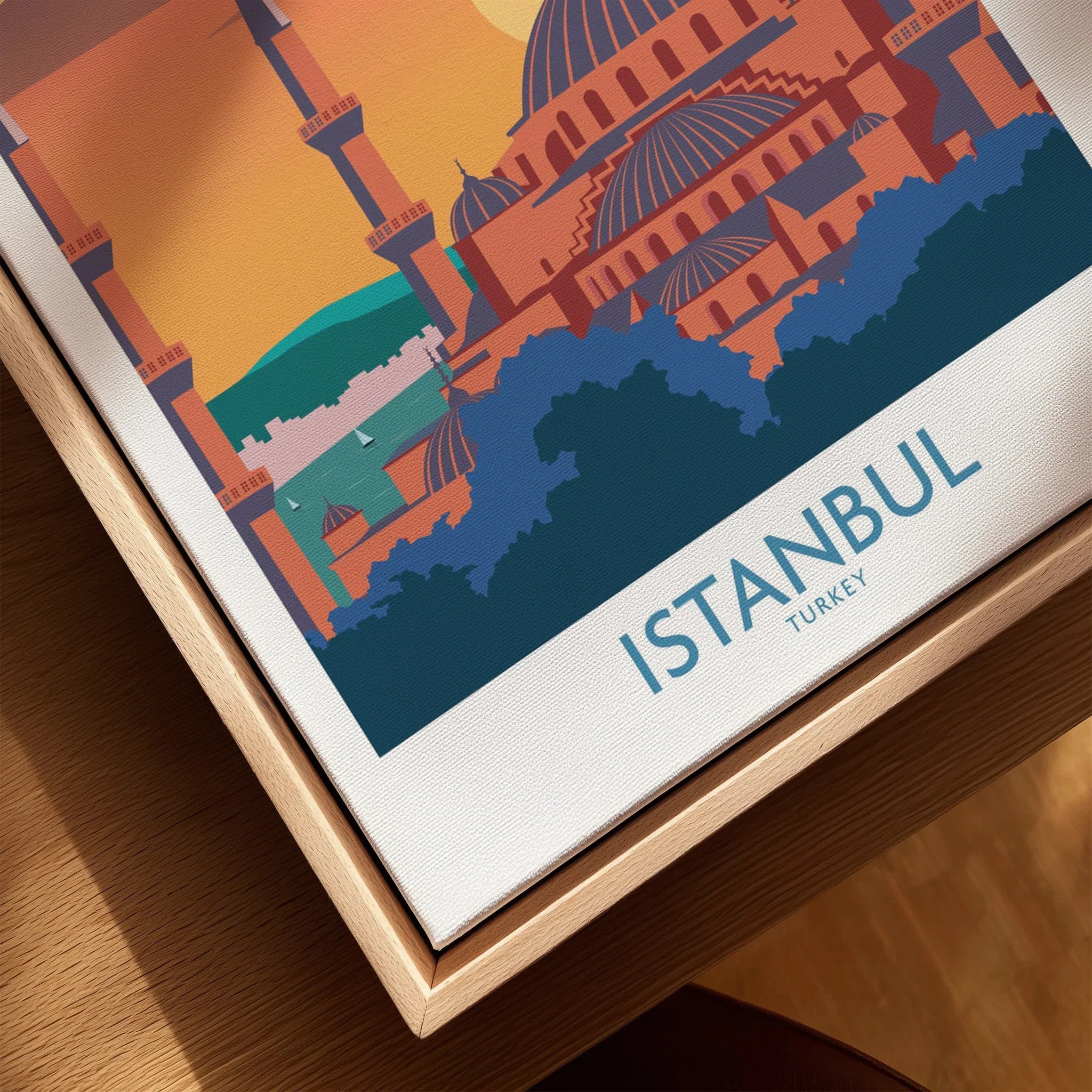 Istanbul Turkey travel poster wall art with vibrant mosque skyline print for home decor