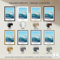 Istanbul travel poster in eight frame colors: black, white, natural, brown, gold, silver, dark grey, light grey
