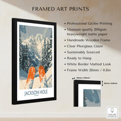 Jackson Hole Ski Print - Wyoming framed art print showcasing skiing in Wyoming's iconic landscape.