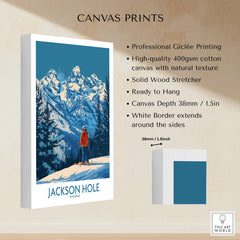 Jackson Hole Wall Art - Wyoming showcasing a skier in a mountainous landscape, perfect for adventure lovers.