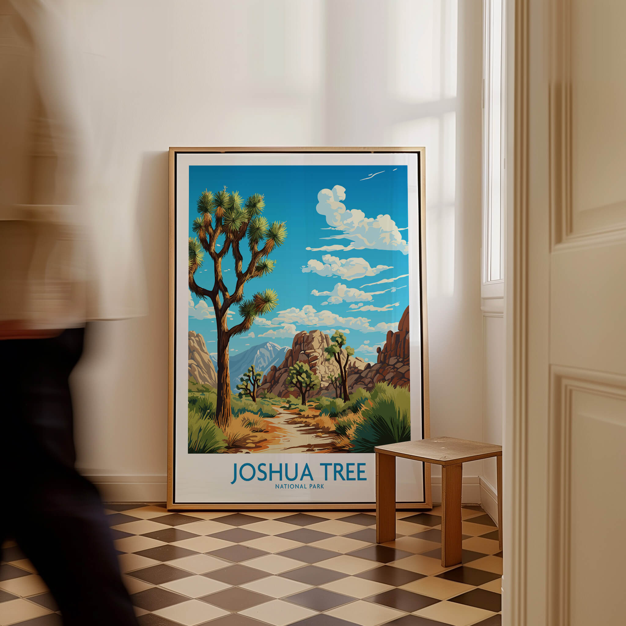 Joshua Tree Print displayed in a modern interior, showcasing the beauty of Joshua Tree National Park.