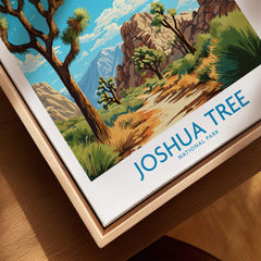 Joshua Tree Print showcasing a colorful desert landscape with iconic Joshua trees and mountains.