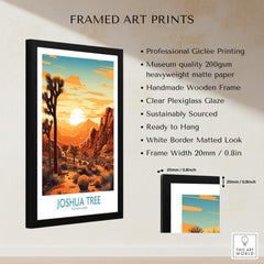 Joshua Tree Wall Art Poster featuring professional giclée printing and sustainable wood frame.