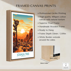 Framed Joshua Tree Wall Art Poster with sunset colors, high-quality printing, and natural texture, ready to hang.