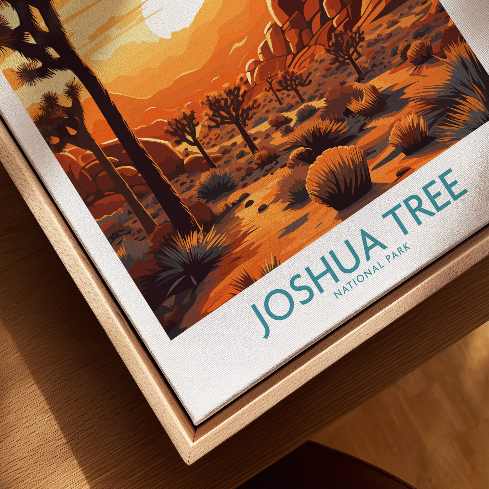 Joshua Tree Wall Art Poster featuring sunset and desert landscape from Joshua Tree National Park