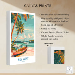 Key West Florida Poster featuring a vibrant palm tree design, perfect for enhancing home decor.