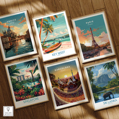 Key West Florida Poster and other travel posters showcasing global landmarks and vibrant cultures.