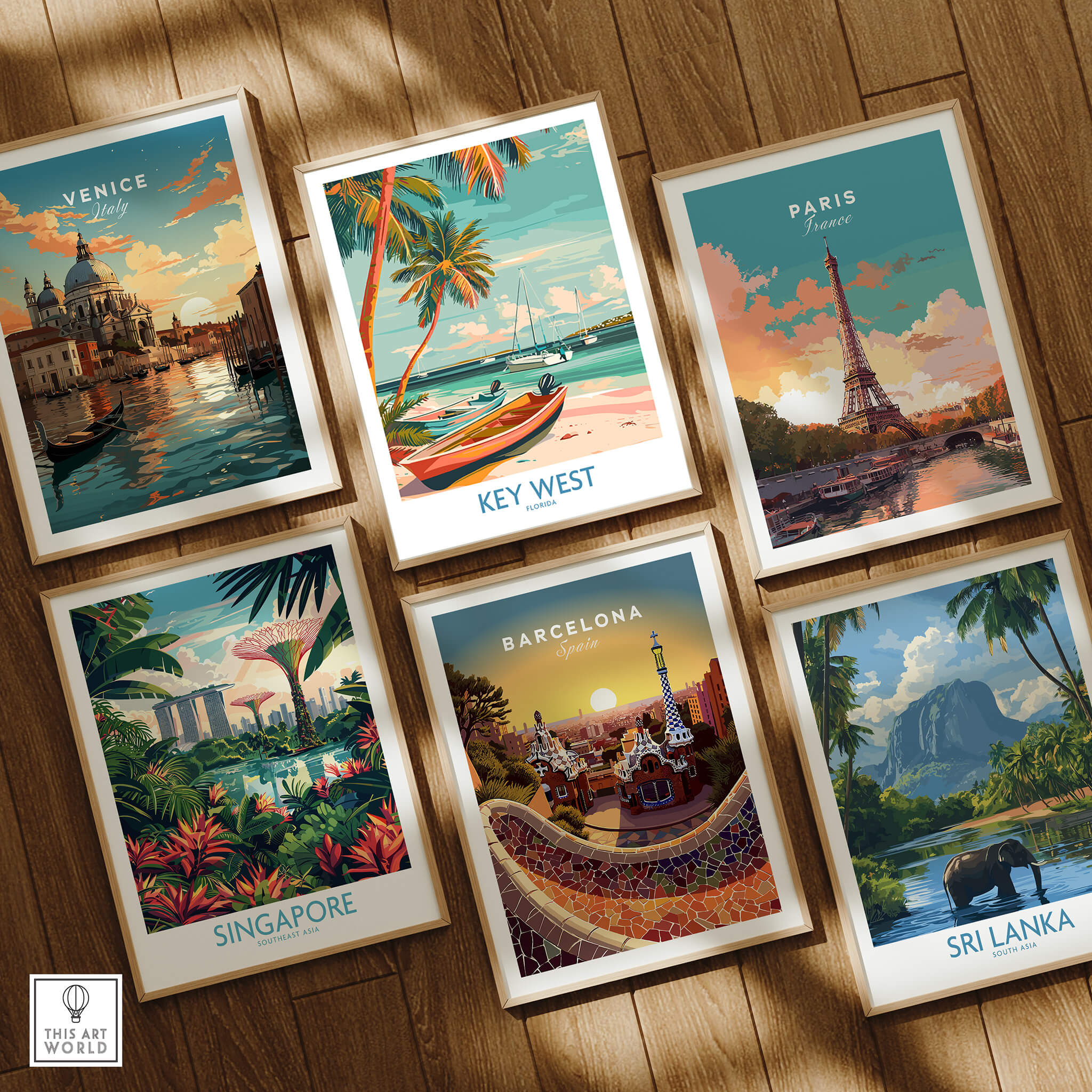 Key West Florida Poster and other travel posters showcasing global landmarks and vibrant cultures.