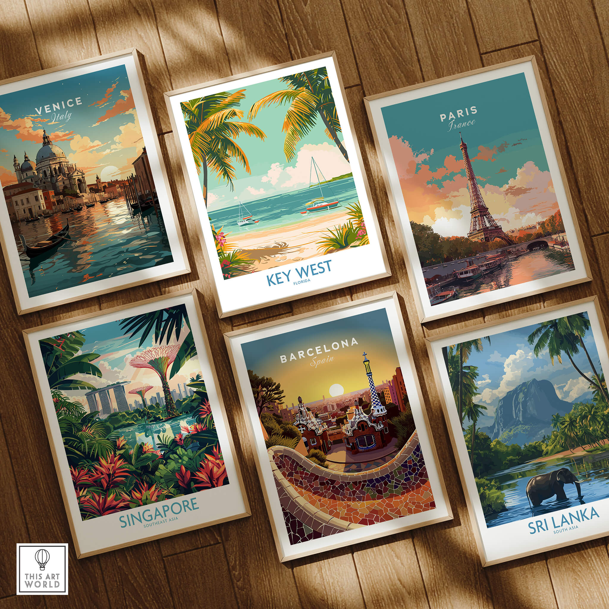 Key West Travel Print featuring iconic scenes with beach vibes and vibrant colors, perfect for travel lovers.